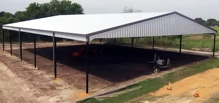 Large metal building roof